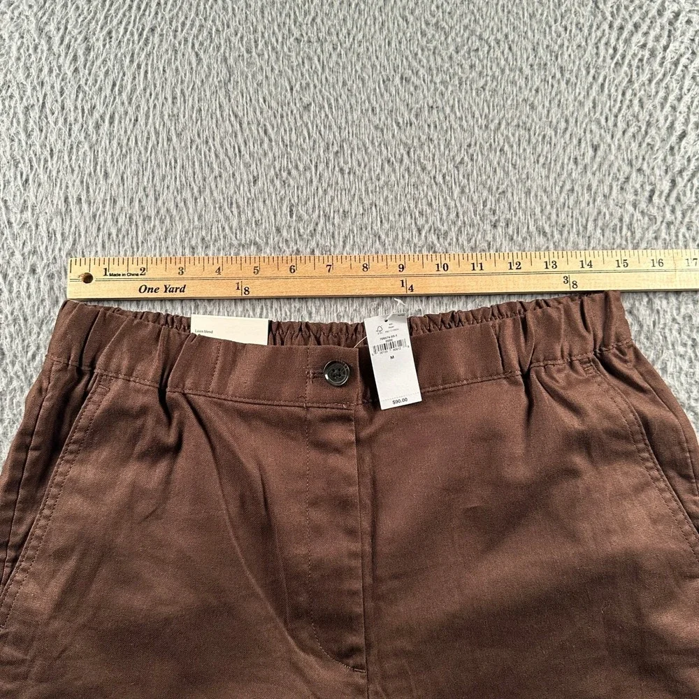 Banana Republic‎ Pants Womens M Tapered High-Rise Linen Blend Ankle Brown Casual